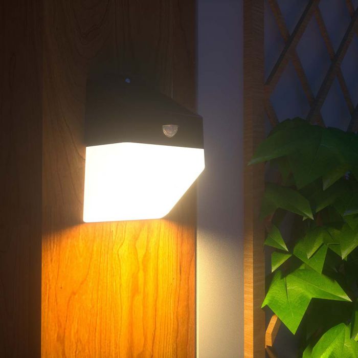 Фронтальный светодиодный солнечный светильник 2W(200Lm) с PIR датчиком, V-TAC, IP65, 3.7V, литиевая батарея 1200mAh, нейтральный белый свет 4000K