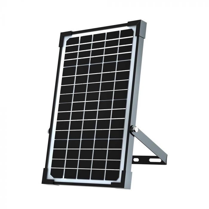 30W(4800Lm) LED prožektors ar saules bateriju, IP65, V-TAC,   6.4V, 6000mAh LiFePO4 Battery, 12.5W solārais panelis, ar PIR kustību sensoru un tālvadības pulti, melns, auksti balta gaisma 6400K