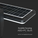 15W(2000Lm) LED solārais fasādes gaismeklis ar PIR sensoru, V-TAC, IP65,  DC:3.2V LifePO4 6000mAh Battery, melns, 6000K+4000K