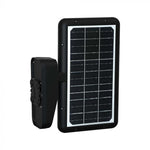 15W (2000Lm) LED päikesepaneeliga esivalgusti PIR-anduriga, V-TAC, IP65, DC:3.2V LifePO4 6000mAh aku, must, 6000K+4000K