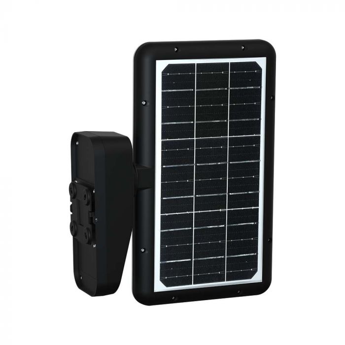 15W (2000Lm) LED päikesepaneeliga esivalgusti PIR-anduriga, V-TAC, IP65, DC:3.2V LifePO4 6000mAh aku, must, 6000K+4000K