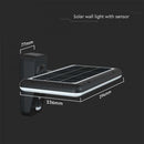 15W(2000Lm) LED solārais fasādes gaismeklis ar PIR sensoru, V-TAC, IP65,  DC:3.2V LifePO4 6000mAh Battery, melns, 6000K+4000K