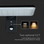 15W (2000Lm) LED päikesepaneeliga esivalgusti PIR-anduriga, V-TAC, IP65, DC:3.2V LifePO4 6000mAh aku, must, 6000K+4000K