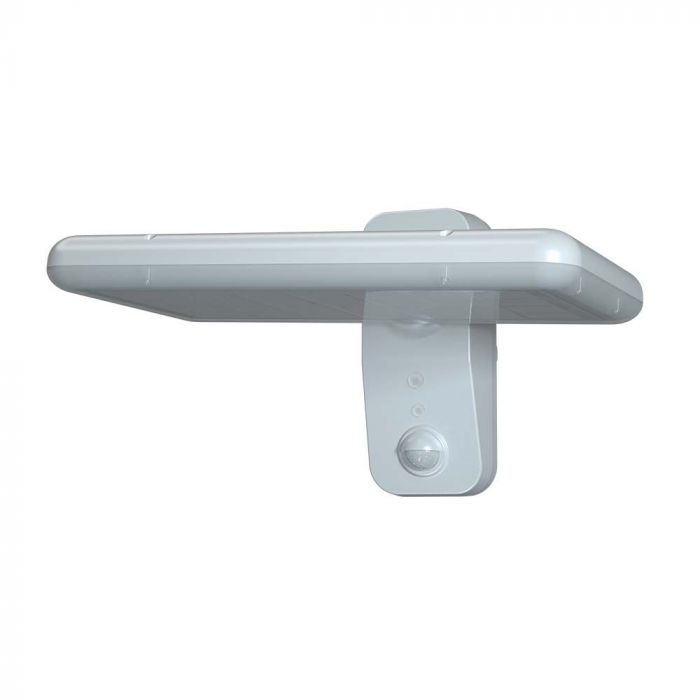 15W(2000Lm) LED solārais fasādes gaismeklis ar PIR sensoru, V-TAC, IP65,  DC:3.2V LifePO4 6000mAh Battery, balts, 6000K+4000K