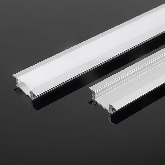2m built-in aluminum profile, 2000x24.7x7mm, milky glass, V-TAC