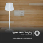 4W(150Lm) LED-bordslampa, IP20, V-TAC, vit, DC:5V, 1800mAh litiumbatteri, 3IN1