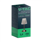 2,4W(210Lm) LED-bordslampa, V-TAC, IP20, DC:5V, 1800mAh litiumbatteri, nickel, 3IN1