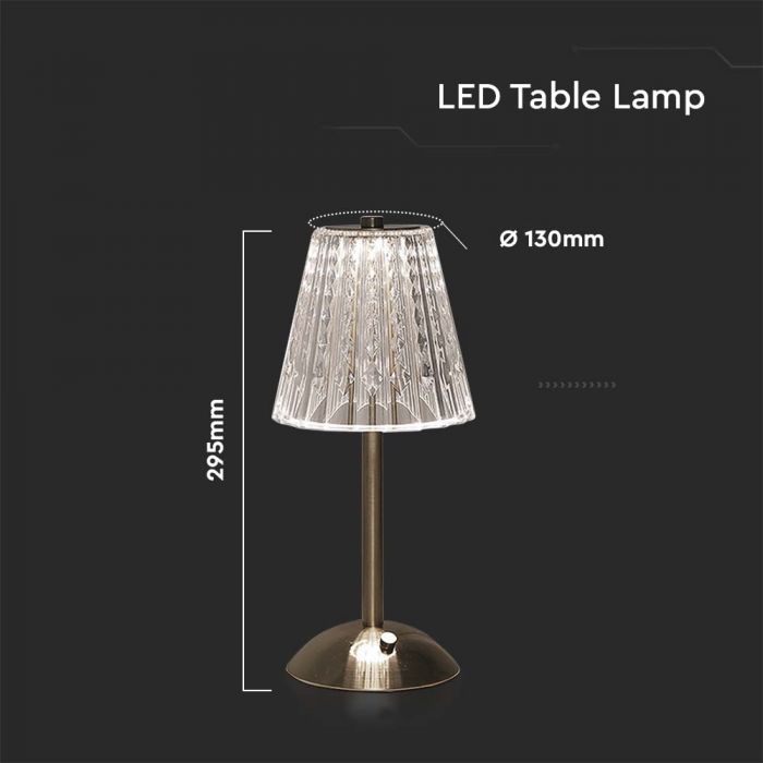 2,4W(210Lm) LED-bordslampa, V-TAC, IP20, DC:5V, 1800mAh litiumbatteri, nickel, 3IN1