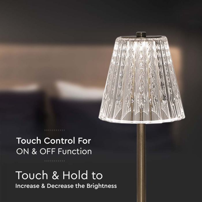 2,4W(210Lm) LED-bordslampa, V-TAC, IP20, DC:5V, 1800mAh litiumbatteri, nickel, 3IN1