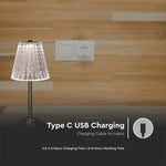2,4W(210Lm) LED-bordslampa, V-TAC, IP20, DC:5V, 1800mAh litiumbatteri, nickel, 3IN1