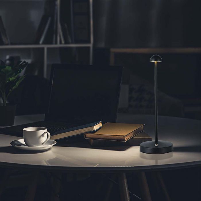 Настольная светодиодная лампа 1,6 Вт (130 Лм), V-TAC, IP20, DC:5 В, литиевая батарея 1800 мАч, черная, 3IN1