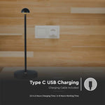 1,6W(130Lm) LED skrivbordslampa, V-TAC, IP20, DC:5V, 1800mAh litiumbatteri, svart, 3IN1