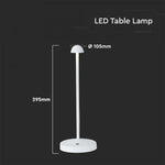 1,6W(130Lm) LED-bordslampa, V-TAC, IP20, DC:5V, 1800mAh litiumbatteri, vit, 3IN1