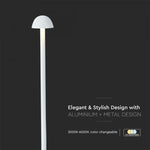 1,6W(130Lm) LED-bordslampa, V-TAC, IP20, DC:5V, 1800mAh litiumbatteri, vit, 3IN1