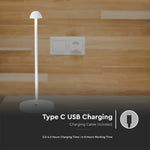 1,6W(130Lm) LED-bordslampa, V-TAC, IP20, DC:5V, 1800mAh litiumbatteri, vit, 3IN1