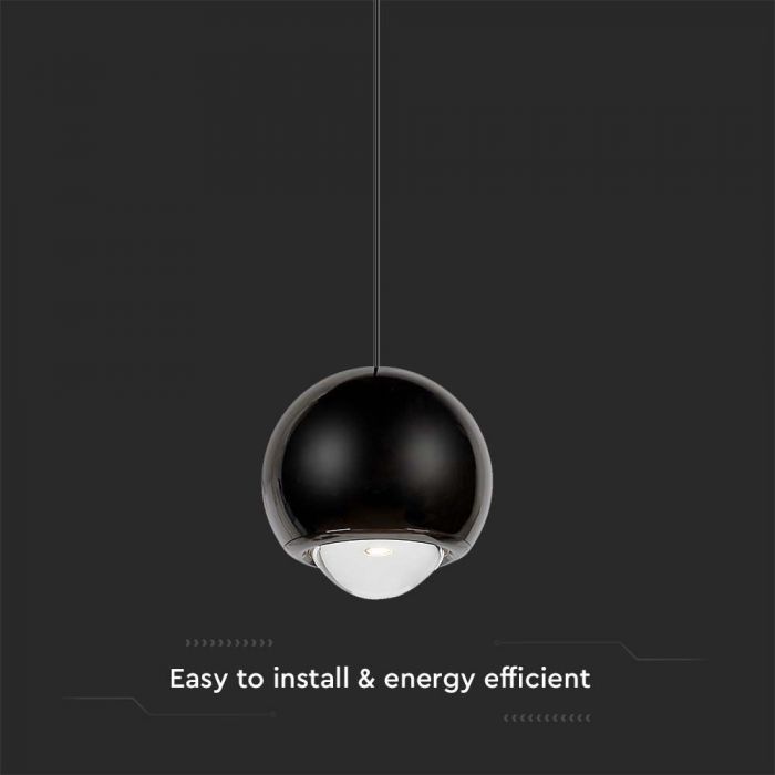 6W(500Lm) LED disainvalgusti, V-TAC, IP20, must, soe valge valgus 3000K