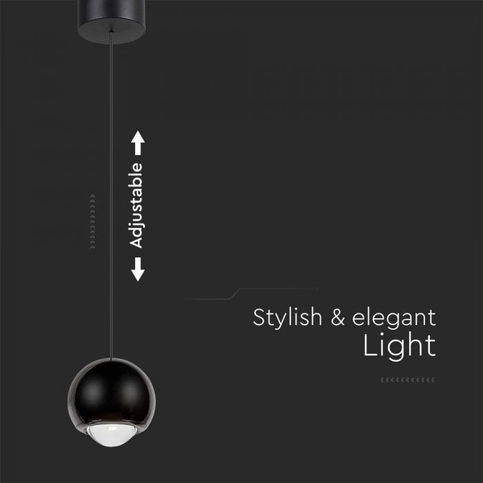 6W(500Lm) LED disainvalgusti, V-TAC, IP20, must, soe valge valgus 3000K