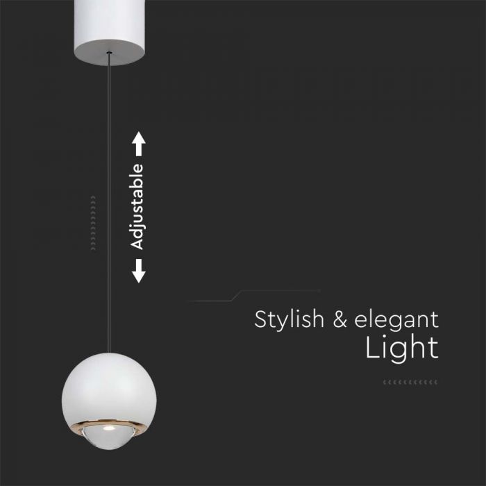 6W(500Lm) LED disainvalgusti, V-TAC, IP20, valge, soe valge valgus 3000K