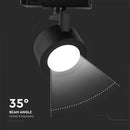 30W(3000Lm) LED track light (sliežu prožektors), IP20, V-TAC, melns,  141x150x105mm, 3IN1
