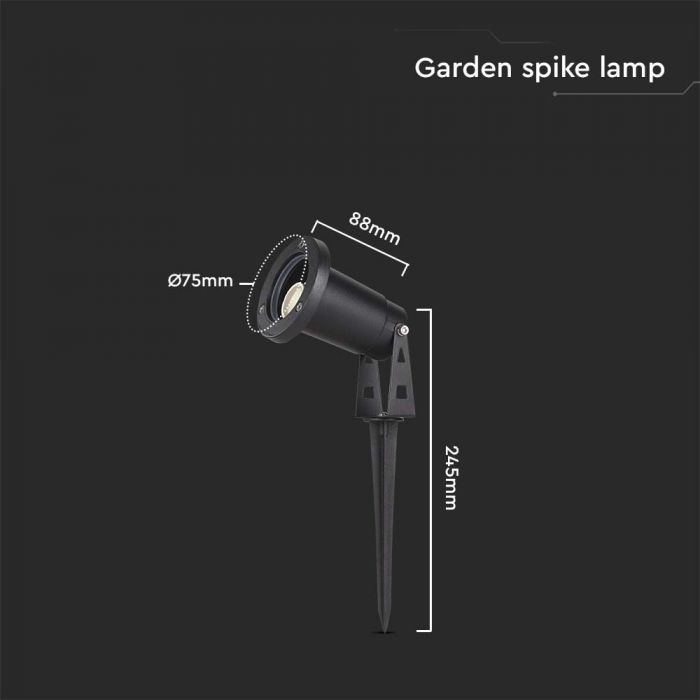 V-TAC MINI LED dārza lampa, saderīga ar GU10 spuldzi, iespraužama zemē, alumīnija korpuss, melna, IP65
