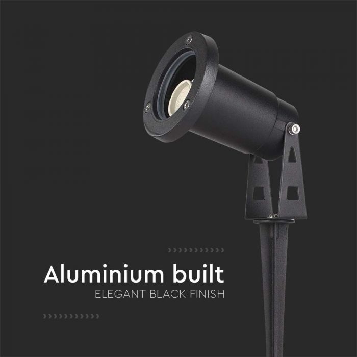 V-TAC MINI LED garden lamp, compatible with GU10 bulb, ground-mounted, aluminum housing, black, IP65