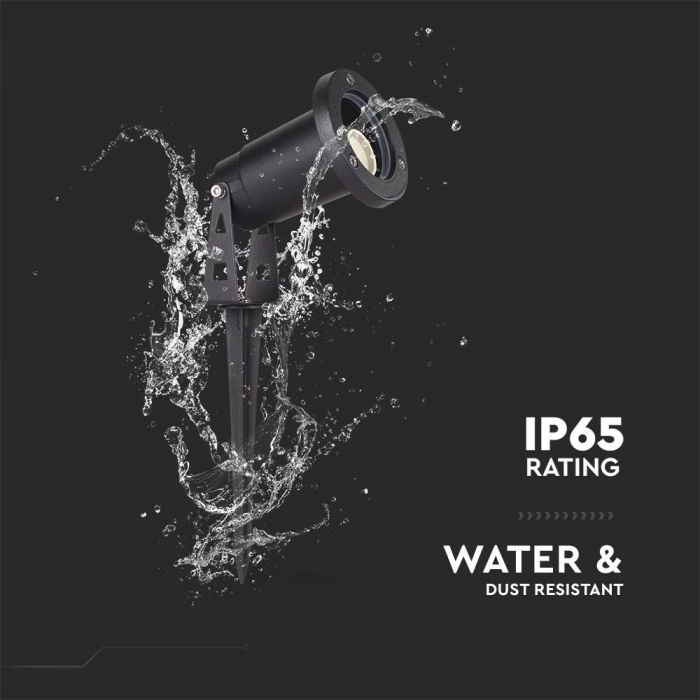 V-TAC MINI LED dārza lampa, saderīga ar GU10 spuldzi, iespraužama zemē, alumīnija korpuss, melna, IP65