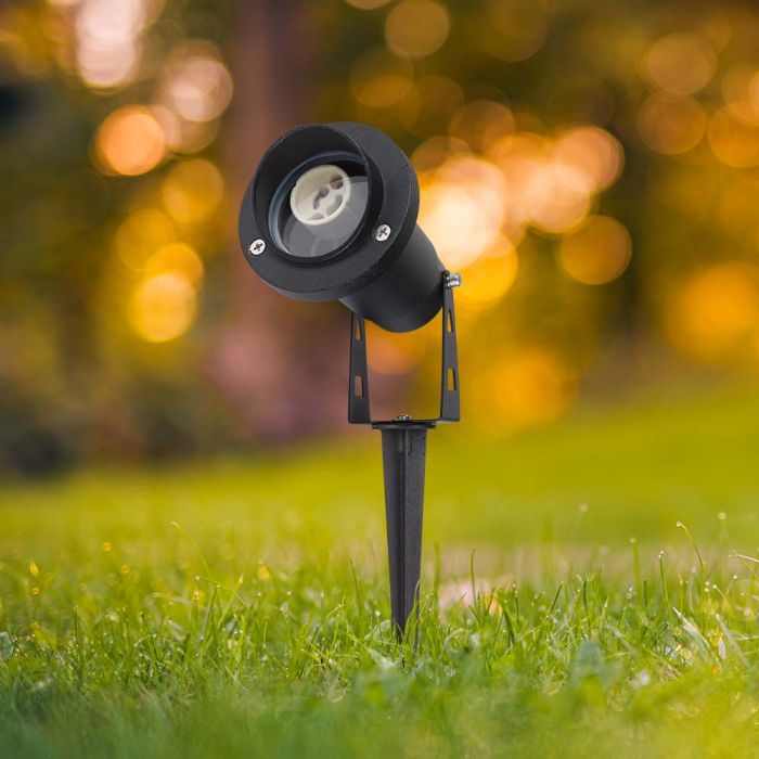 V-TAC MINI LED garden lamp, compatible with GU10 bulb, plug-in, aluminium housing, black, IP65