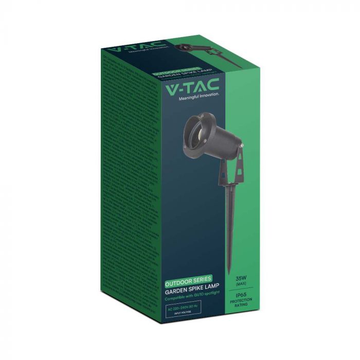 V-TAC MINI LED garden lamp, compatible with GU10 bulb, plug-in, aluminium housing, black, IP65