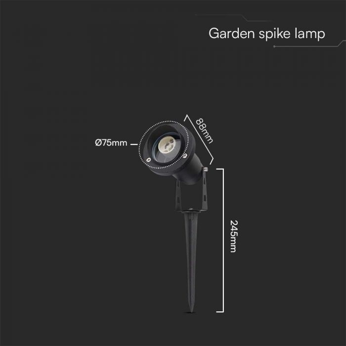 V-TAC MINI LED garden lamp, compatible with GU10 bulb, plug-in, aluminium housing, black, IP65