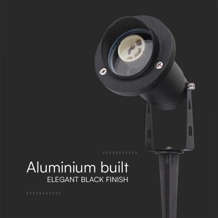 V-TAC MINI LED garden lamp, compatible with GU10 bulb, plug-in, aluminium housing, black, IP65