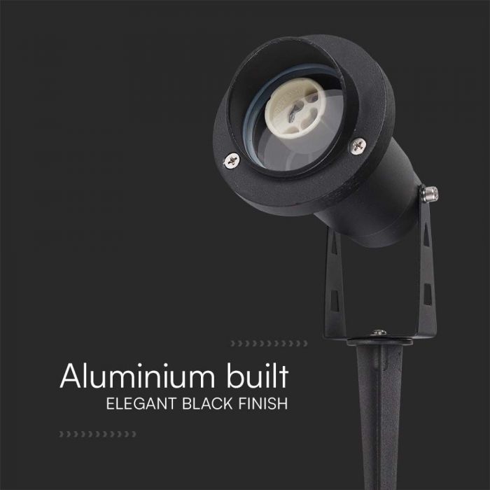 V-TAC LED garden lamp, compatible with GU10 bulb, ground-mounted, aluminum housing, black, IP65