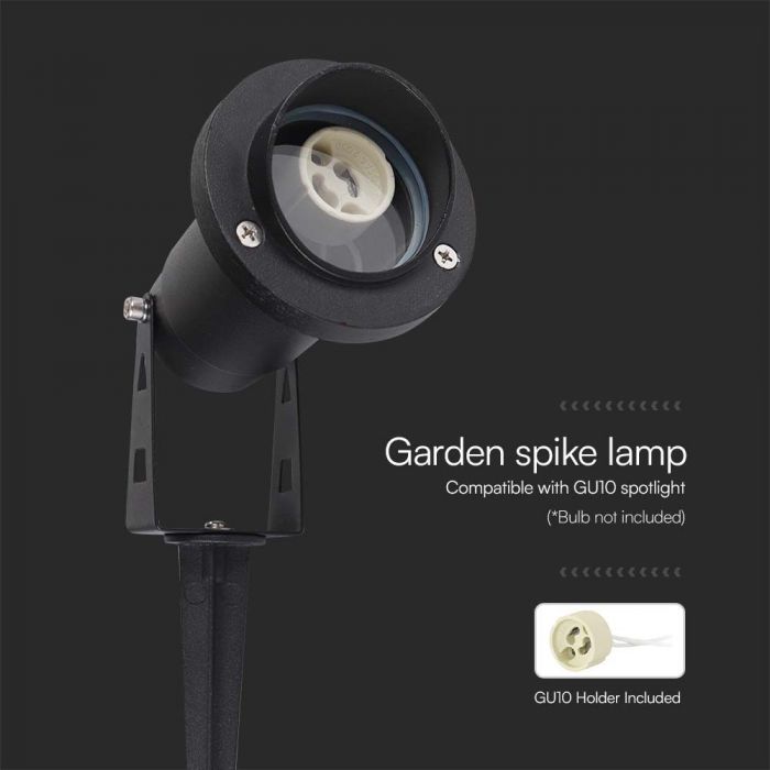 V-TAC MINI LED garden lamp, compatible with GU10 bulb, plug-in, aluminium housing, black, IP65