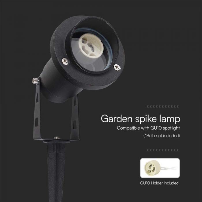 V-TAC MINI LED dārza lampa, saderīga ar GU10 spuldzi, iespraužama zemē, alumīnija korpuss, melna, IP65