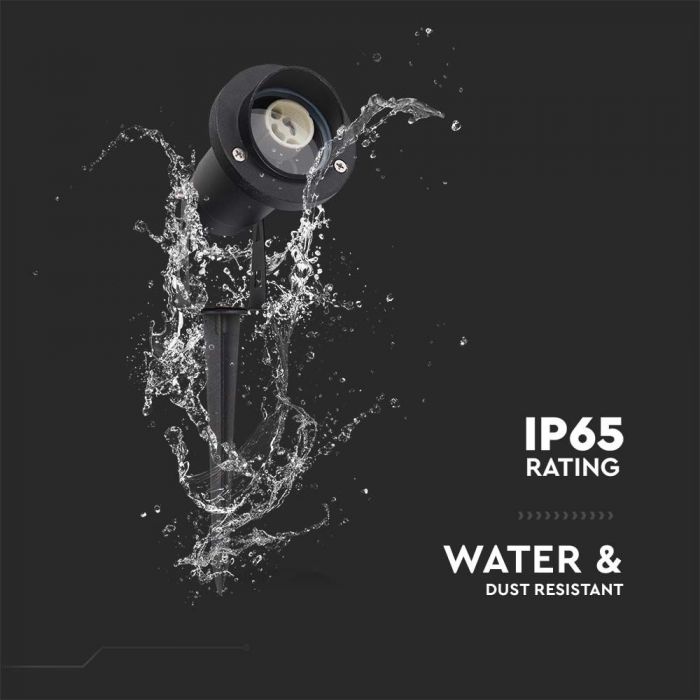 V-TAC MINI LED garden lamp, compatible with GU10 bulb, plug-in, aluminium housing, black, IP65