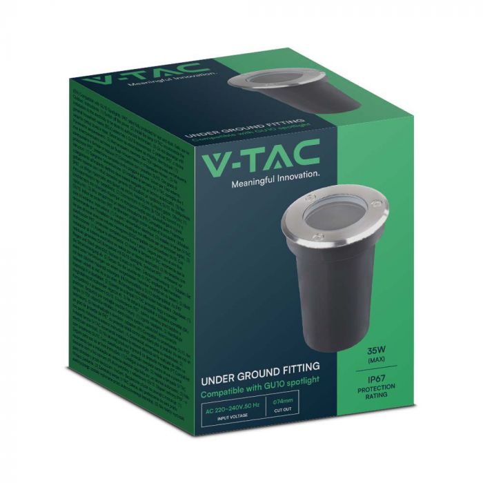 V-TAC Встраиваемая рамка из нержавеющей стали, совместима с лампами GU10, IP65, V-TAC, черный, макс. 35 Вт