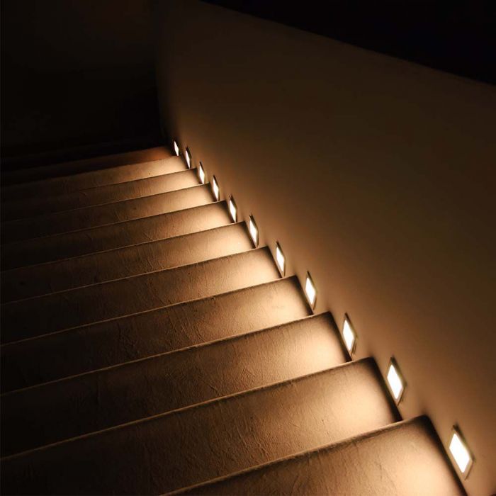3W(180Lm) LED Stair light, V-TAC, square, white, IP65, warm white light 3000K