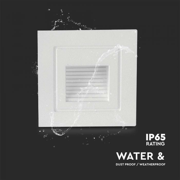 3W(180Lm) LED Stair light, V-TAC, square, white, IP65, warm white light 3000K