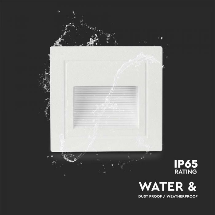 Светодиодный светильник для лестниц 5W(380Lm), V-TAC, квадратный, белый, IP65, теплый белый свет 3000K