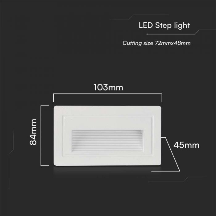 3W(180Lm) LED trepikoda, V-TAC, kandiline, valge, IP65, soe valge valgus 3000K