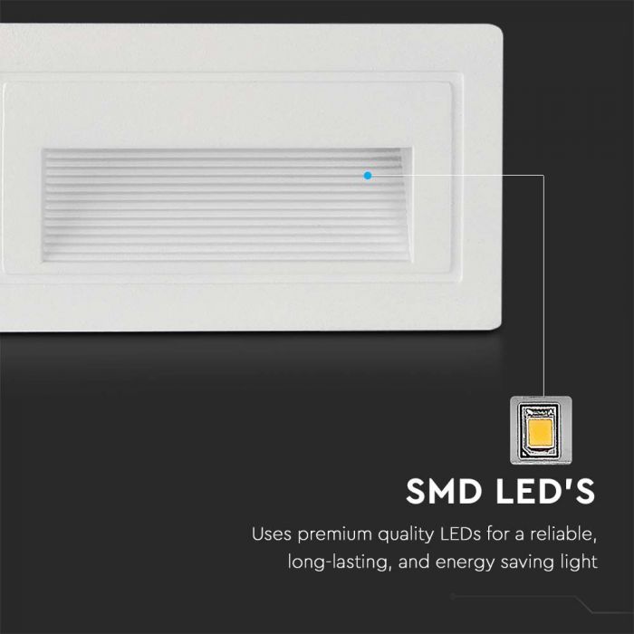 3W(180Lm) LED trepikoda, V-TAC, kandiline, valge, IP65, soe valge valgus 3000K