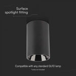 GU10 Bulb housing, black, V-TAC, 100xØ65mm, max 35W, IP20