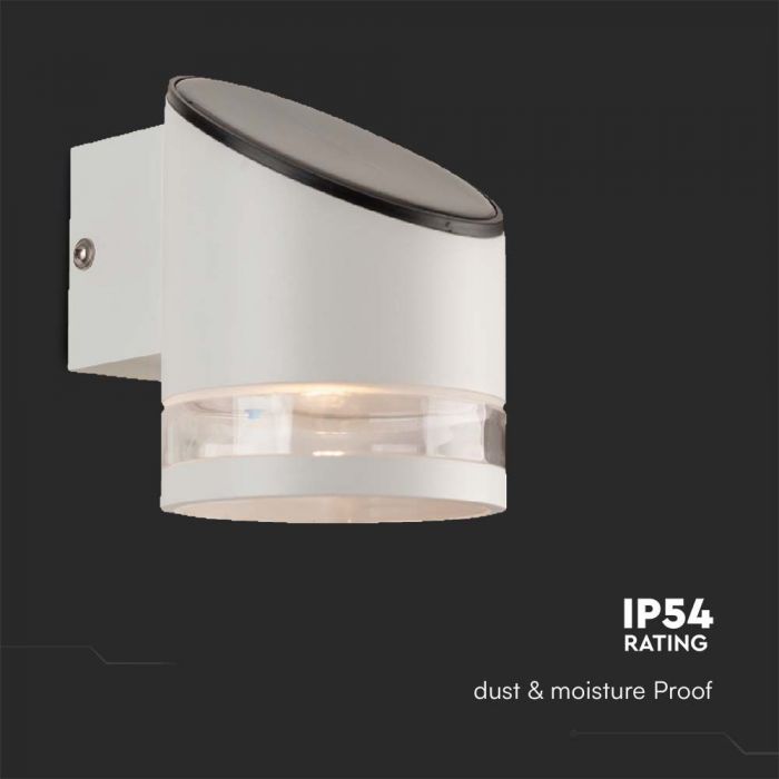 1W(70Lm) LED-solcellsfrontarmatur, IP54, V-TAC, vit, 121,5x90x121mm, varmvitt ljus 3000K
