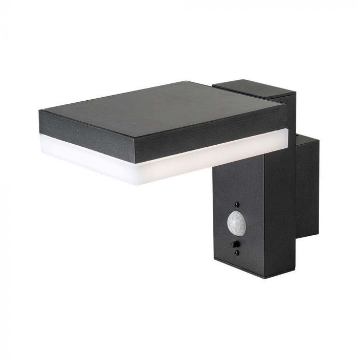 5.5W(220Lm) LED solārais sienas un fasādes gaismeklis ar PIR sensoru, IP54, silti balta gaisma 3000K