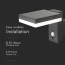 5.5W(220Lm) LED solārais sienas un fasādes gaismeklis ar PIR sensoru, IP54, silti balta gaisma 3000K