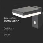 5,5W (220Lm) LED-solcellsbelysning för vägg och fasad med PIR-sensor, IP54, varmvitt ljus 3000K
