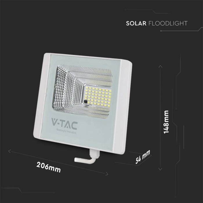 12W(500Lm) LED spotlight with solar battery, V-TAC, IP65, white, cold white light 6400K