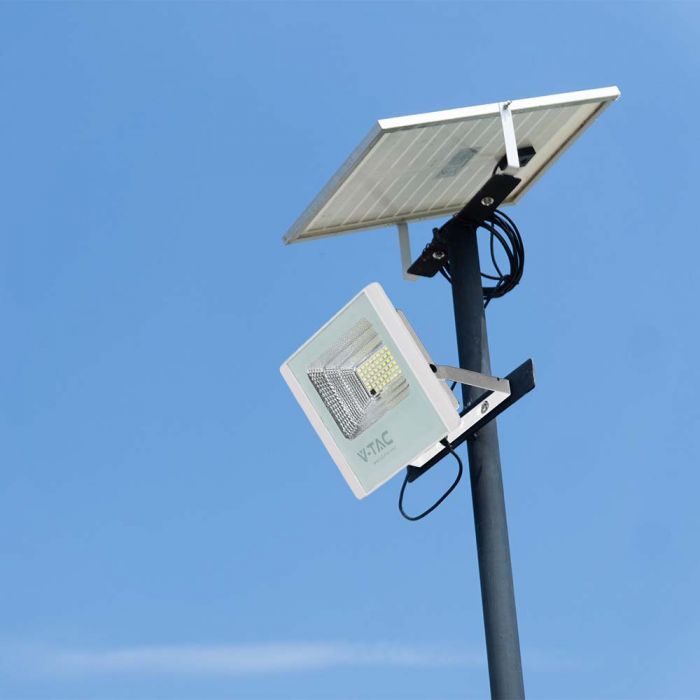 16W(1050Lm) LED spotlight with solar battery, V-TAC, IP65, white, neutral white light 4000K