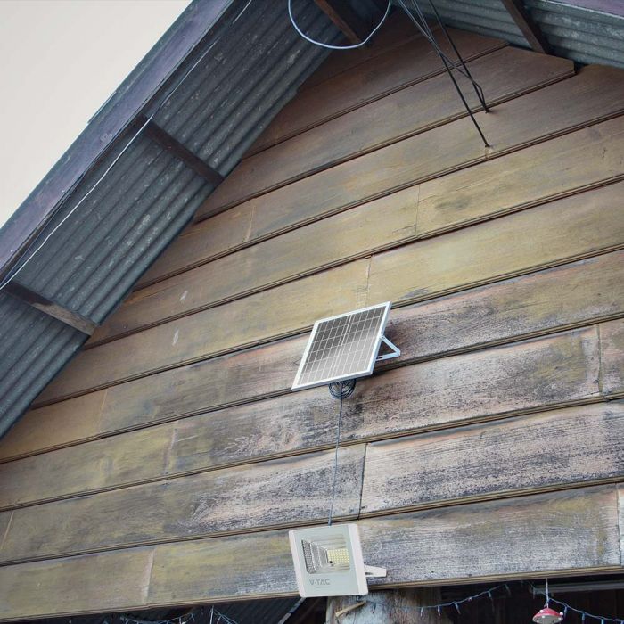 16W(1050Lm) LED spotlight with solar battery, V-TAC, IP65, white, neutral white light 4000K