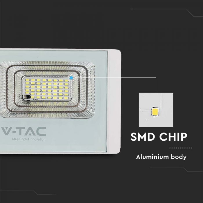 16W(1050Lm) LED spotlight with solar battery, V-TAC, IP65, white, neutral white light 4000K