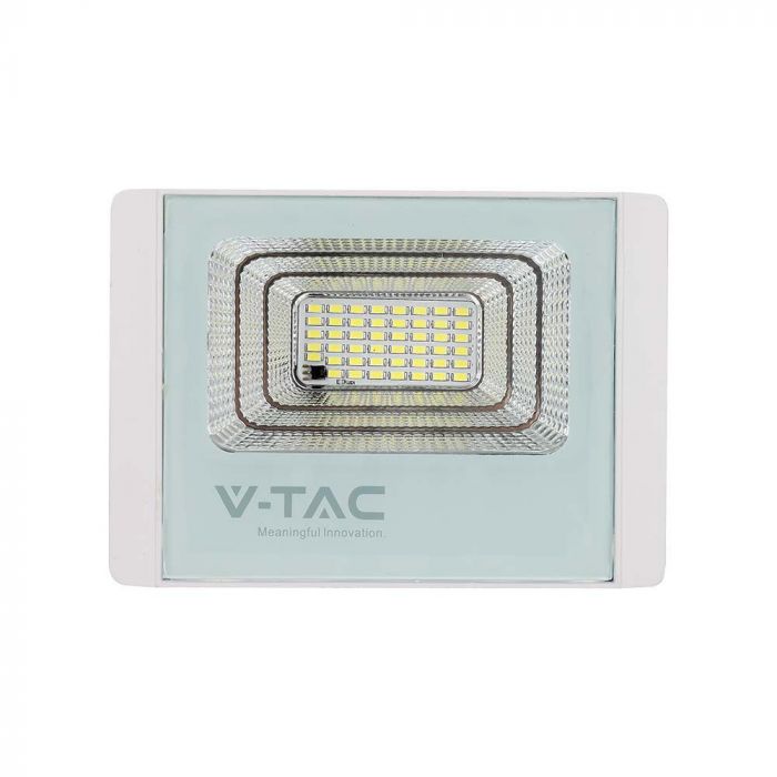 16W(1050Lm) LED prožektors ar saules bateriju, V-TAC, IP65, balts, auksti balta gaisma 6400K